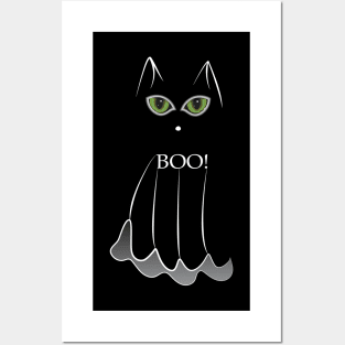 Cat ghost on black Posters and Art